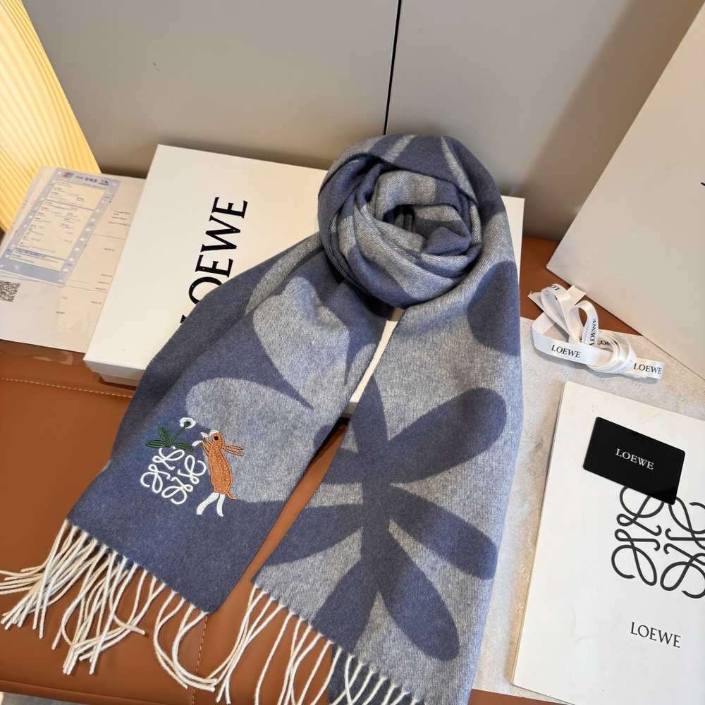 Loewe logo pattern blue scarf